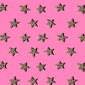 SMALL leopard star fabric - trendy fashion design - pink