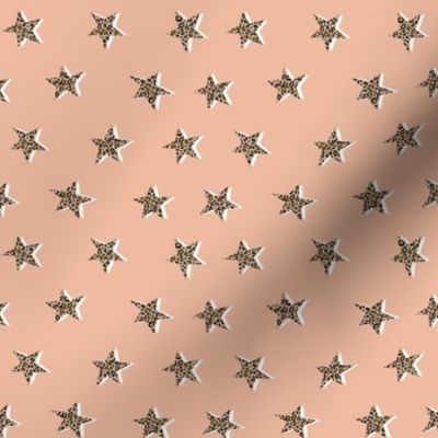 SMALL - leopard star fabric - trendy fashion design -peach