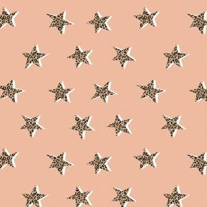 SMALL - leopard star fabric - trendy fashion design -peach