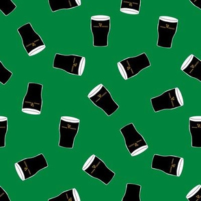 stout beer fabric - beer lovers design - Kelly green