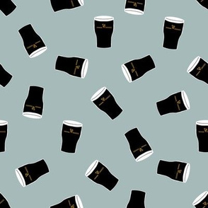 stout beer fabric - beer lovers design - dusty blue