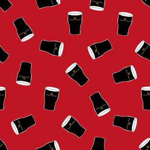 stout beer fabric - beer lovers design - red