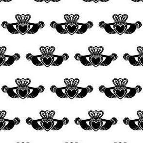 claddagh fabric - celtic ring fabric - black and white