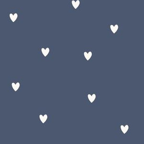 Off White Handdrawn Hearts on Blue