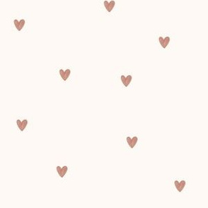 Pink Watercolor Hearts on Off White