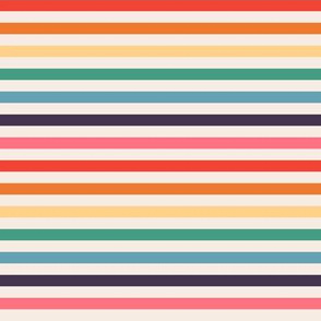 Retro Rainbow Stripes with White
