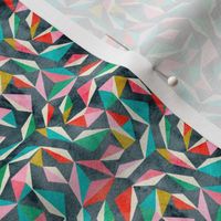 small scale Watercolour Kaleidoscope triangle swirl / dark grey mix