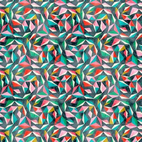small scale Watercolour Kaleidoscope triangle swirl / dark grey mix