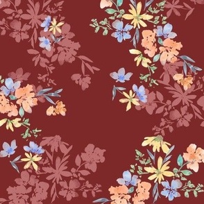 Large Red Simple Hand Painted Watercolor Flowers Pattern For Fabric Quilt Apparel Fashion Wallpaper