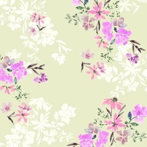 Large Green Simple Hand Painted Watercolor Flowers Pattern For Fabric Quilt Apparel Fashion Wallpaper