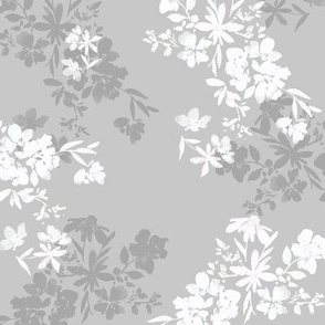 Large Grey Simple Hand Painted Watercolor Flowers Pattern For Fabric Quilt Apparel Fashion Wallpaper