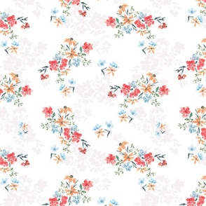 Large White Simple Hand Painted Watercolor Flowers Pattern For Fabric Quilt Apparel Fashion Wallpaper