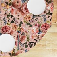 Lush peach roses,roses fabric,vintage rose wallpaper,lush peonies and flowers fabric on blush double layer