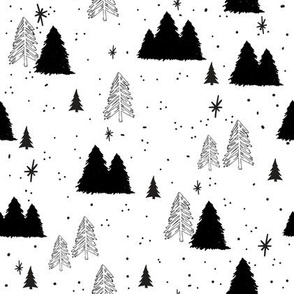 8" Christmas Tree Mountains  Black And White 2
