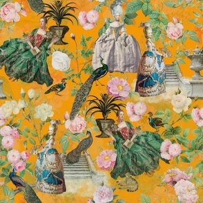 Marie Antoinette in her French Flower Redouté Roses Garden  - yellow