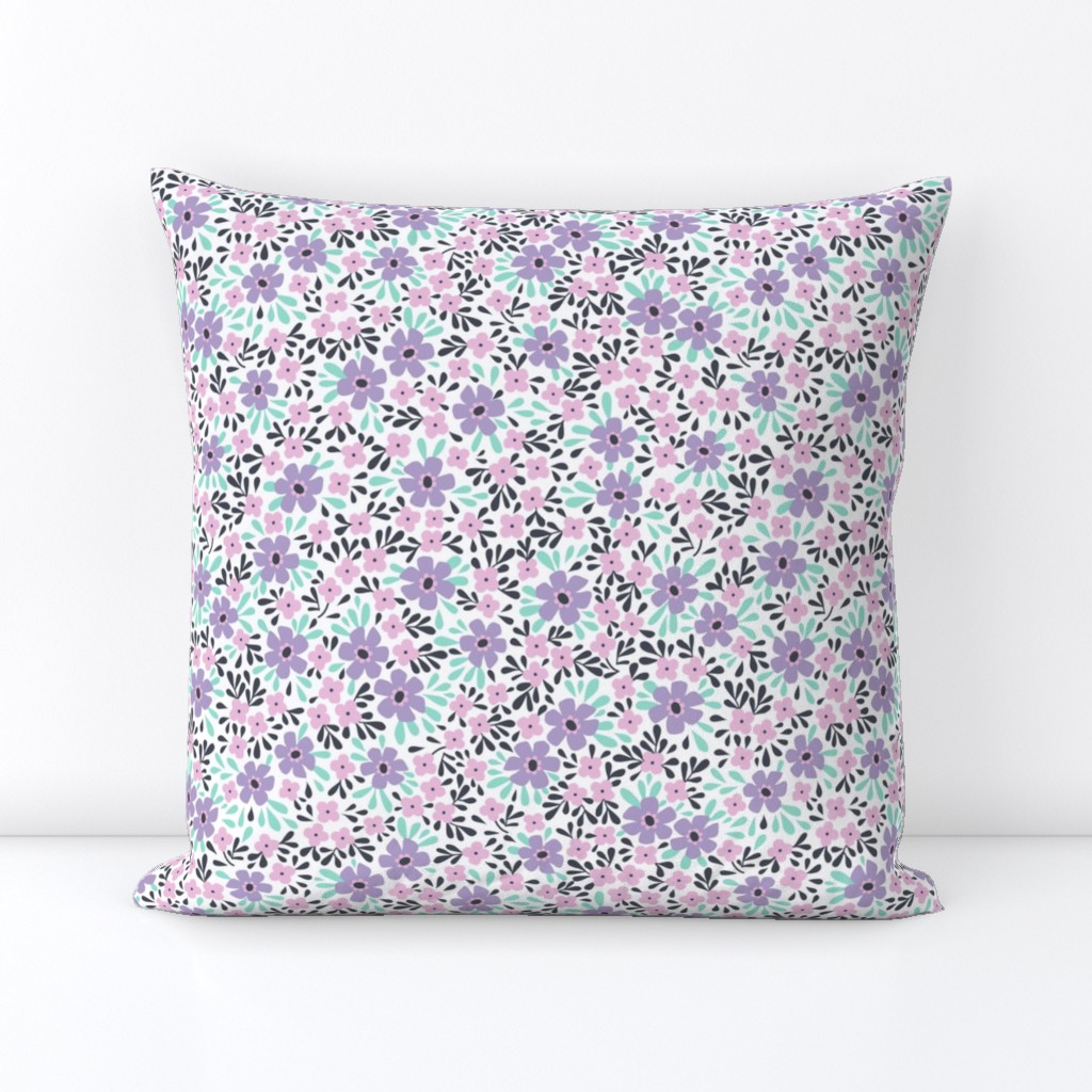 Girly Pink & Purple Floral Pattern // baby girl nursery decor flowers