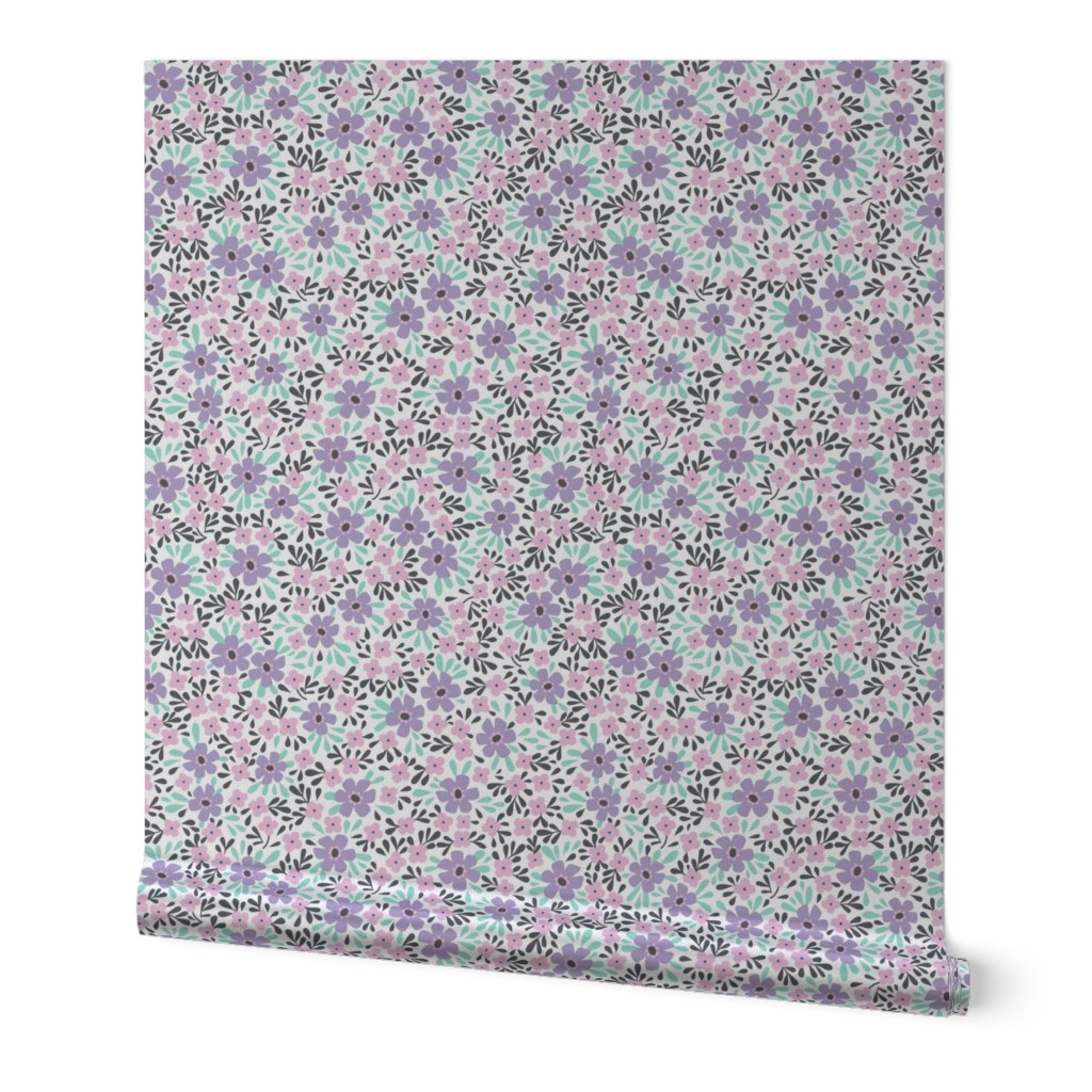 Girly Pink & Purple Floral Pattern // baby girl nursery decor flowers