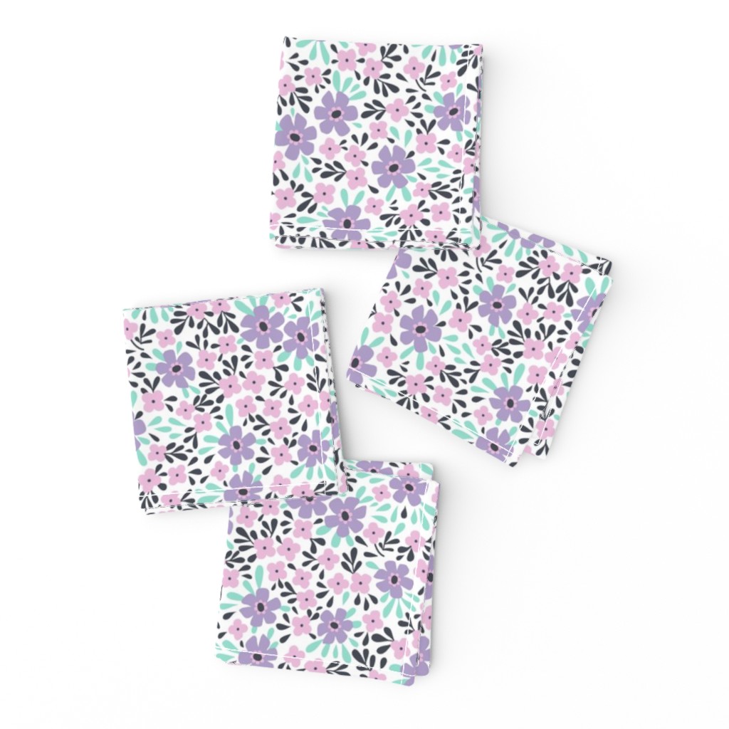 Girly Pink & Purple Floral Pattern // baby girl nursery decor flowers