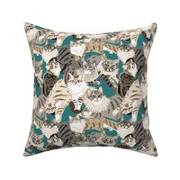 Cat Paradise  Pattern Teal Regular