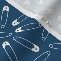 safety pins medium scale navy blue by Pippa Shaw