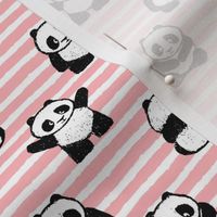 little pandas on stripes - pink - LAD21
