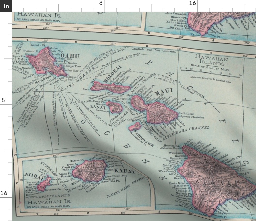 Hawaii Map Vintage