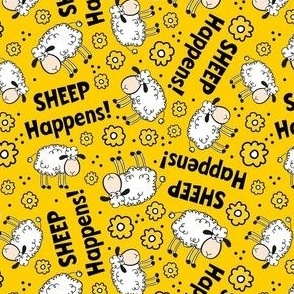 Medium Scale Sheep Happens Funny Sarcastic Animals on Yellow