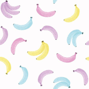 Watercolor Half Tone Bananas and Bunches | Pink, Purple, Blue, Yellow