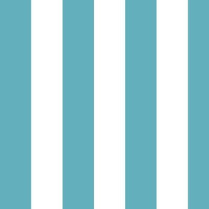 Large Aqua Awning Stripe Pattern Vertical in White
