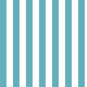 Aqua Awning Stripe Pattern Vertical in White