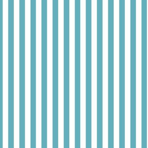 Aqua Bengal Stripe Pattern Vertical in White