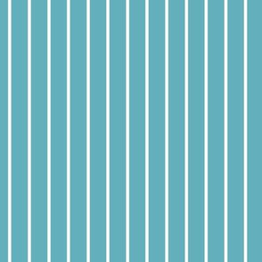 Aqua Pin Stripe Pattern Vertical in White
