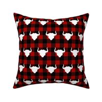 Ox head on Red and black Buffalo plaid