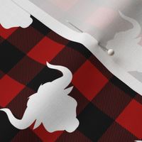 Ox head on Red and black Buffalo plaid