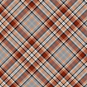 Shimmering Cocoa Peach and Gray Plaid 45 degree angle