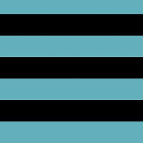 Large Aqua Awning Stripe Pattern Horizontal in Black