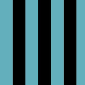 Large Aqua Awning Stripe Pattern Vertical in Black