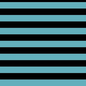 Aqua Awning Stripe Pattern Horizontal in Black