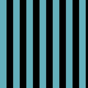 Aqua Awning Stripe Pattern Vertical in Black