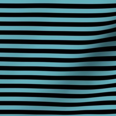 Aqua Bengal Stripe Pattern Horizontal in Black