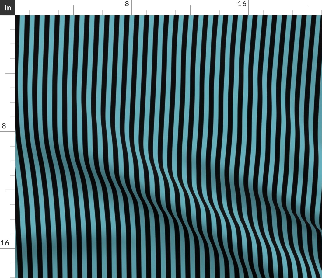 Aqua Bengal Stripe Pattern Vertical in Black