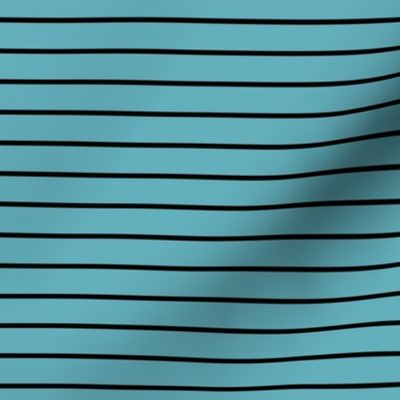 Aqua Pin Stripe Pattern Horizontal in Black