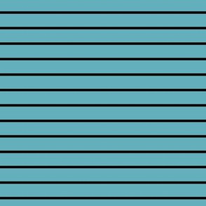 Aqua Pin Stripe Pattern Horizontal in Black
