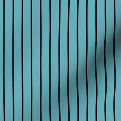 Aqua Pin Stripe Pattern Vertical in Black