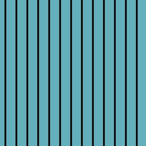 Aqua Pin Stripe Pattern Vertical in Black