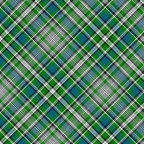 Shimmering Green Teal and Gray Plaid 45 degree angle