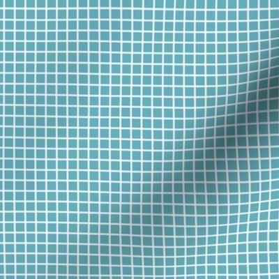 Small Grid Pattern - Aqua and White