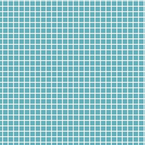 Small Grid Pattern - Aqua and White
