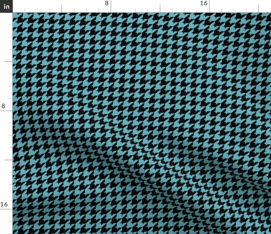 Houndstooth Pattern - Aqua and Black