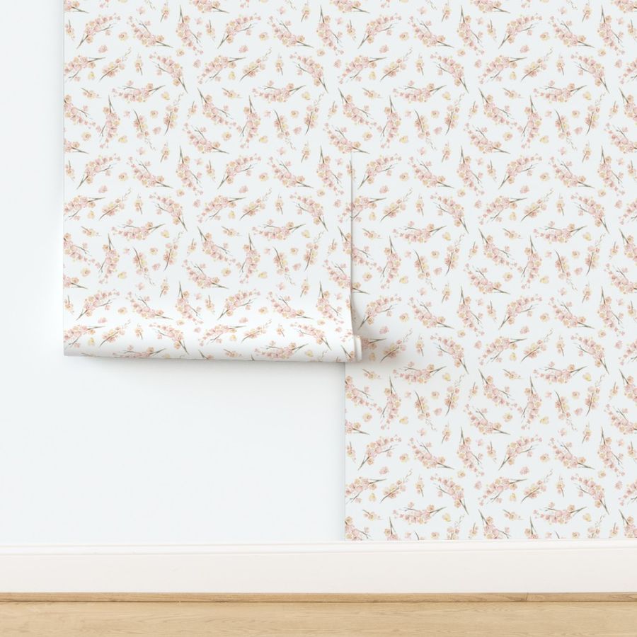 Serena Floral Branches - 8" repeat on fabric